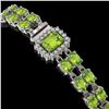 Image 2 : 16.92 ctw Peridot & Diamond Bracelet 14K White Gold - REF-236H4R