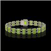 Image 3 : 16.92 ctw Peridot & Diamond Bracelet 14K White Gold - REF-236H4R
