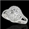 Image 1 : 1.9 ctw Certified Diamond Solitaire Halo Ring 10k White Gold - REF-218R2K