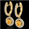 Image 1 : 1.75 ctw Citrine & Micro Pave VS/SI Diamond Earrings 18k Yellow Gold - REF-82Y8X