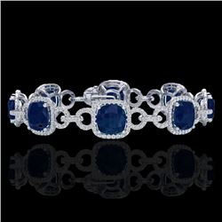 25 ctw Sapphire & Micro VS/SI Diamond Bracelet 14k White Gold - REF-418K2Y