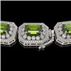 Image 3 : 58.5 ctw Tourmaline & Diamond Victorian Bracelet 14K White Gold - REF-1623X3A