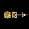 Image 2 : 1.54 ctw Certified Intense Yellow Diamond Stud Earrings 10k Rose Gold - REF-157H3R