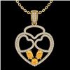 Image 2 : 3 ctw Citrine & Micro Pave Designer Heart Necklace 14k Yellow Gold - REF-134X5A