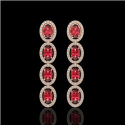 5.88 ctw Tourmaline & Diamond Micro Pave Halo Earrings 10k Rose Gold - REF-143M6G