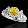 Image 1 : 1.56 ctw Certified SI/I Fancy Intense Yellow Diamond Ring 10k White Gold - REF-245F5M