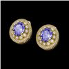 Image 2 : 9.06 ctw Tanzanite & Diamond Victorian Earrings 14K Yellow Gold - REF-286K8Y