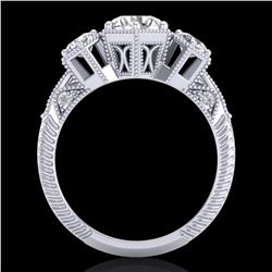 1.66 ctw VS/SI Diamond Solitaire Art Deco 3 Stone Ring 18k White Gold - REF-445M5G
