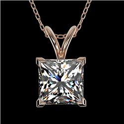1.25 ctw Certified VS/SI Quality Princess Diamond Necklace 10k Rose Gold - REF-325G2W