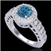 Image 1 : 1.53 ctw Fancy Intense Blue Diamond Art Deco Ring 18k White Gold - REF-236X4A