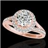 Image 1 : 1.85 ctw Certified Diamond Solitaire Halo Ring 10k Rose Gold - REF-250M9G
