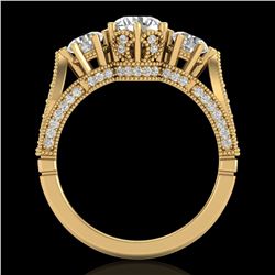 2.18 ctw VS/SI Diamond Art Deco 3 Stone Ring 18k Yellow Gold - REF-244G5W