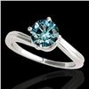 Image 1 : 1 ctw SI Certified Fancy Blue Diamond Bypass Solitaire Ring 10k White Gold - REF-105G8W