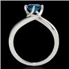 Image 2 : 1 ctw SI Certified Fancy Blue Diamond Bypass Solitaire Ring 10k White Gold - REF-105G8W