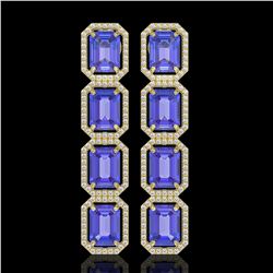 19.39 ctw Tanzanite & Diamond Micro Pave Halo Earrings 10k Yellow Gold - REF-418G5W