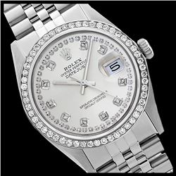 Rolex Men's Stainless Steel, QuickSet, Diamond Dial & Diamond Bezel