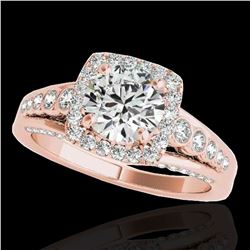 1.75 ctw Certified Diamond Solitaire Halo Ring 10k Rose Gold - REF-204W5H