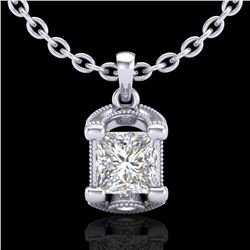 1.25 ctw Princess VS/SI Diamond Art Deco Necklace 18k White Gold - REF-330N2F