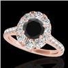 Image 1 : 2 ctw Certified VS Black Diamond Solitaire Halo Ring 10k Rose Gold - REF-76A8N