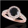 Image 1 : 1.45 ctw Certified VS Black Diamond Solitaire Halo Ring 10k Rose Gold - REF-57H3R