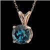 Image 2 : 1.04 ctw Certified Intense Blue Diamond Necklace 10k Rose Gold - REF-90W8H