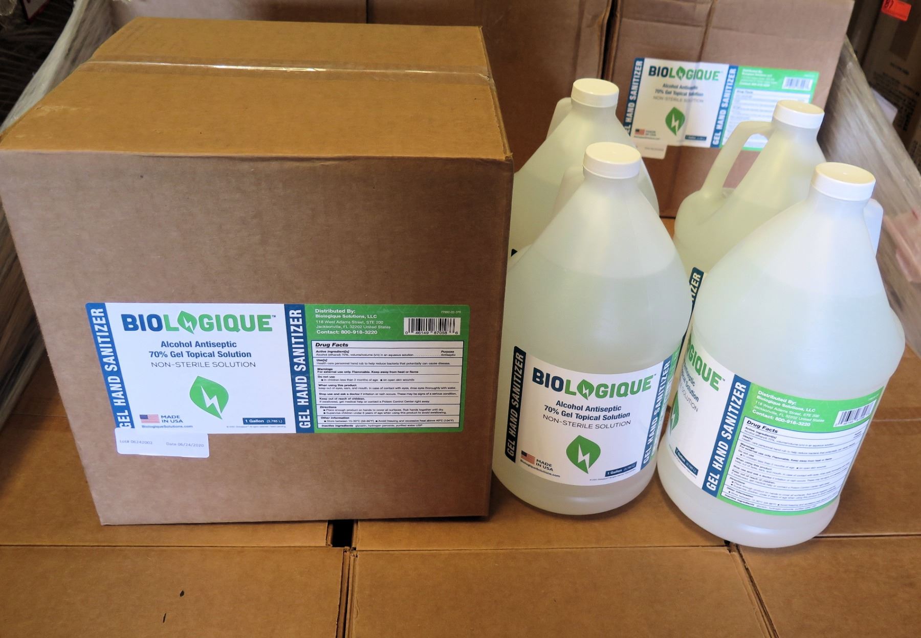 Qty 1 Box (4 qty 1-Gallon Bottles) Biologique Alcohol Sanitizer 70% Gel ...