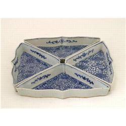 4 Old Chinese Blue & White Dish with Flowers #1456561