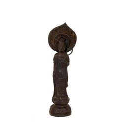 19C Japanese Bronze Buddha Kannon w Lotus #1456567