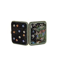 Old Japanese Cloisonne Goldstone Cigarette Case#1456570