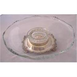 Antique Glass and Silver Plate Cake Stand #1456714