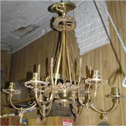 Electrified Victorian Gas Bronze Chandelier #1471230