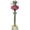 Image 1 : English Ruby Red Glass & Silver Oil Lamp #1471231