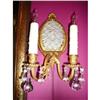 PAIR OF ANTIQUE BRONZE AND CRYSTAL SCONCES #1471323