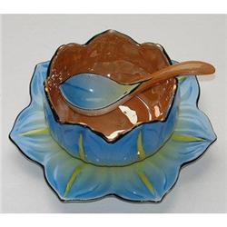  Lotus Blossom 3 Pc Lustreware Condiment Set #1485195