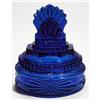 Image 1 : Cobalt Depression Glass Pleated Fan Powder Jar #1485249