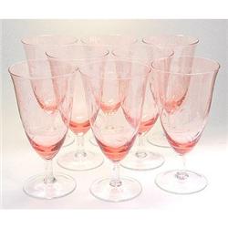 Pink & Clear Depression Glass Iced Tea Goblets #1485258