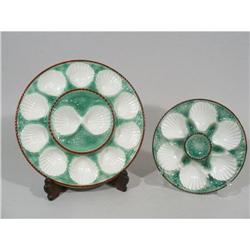 Two Majolica Oyster Plates, Attr. to Longchamps#1485262
