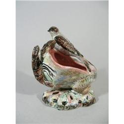 Unique Majolica Shell & Bird Vase #1485264