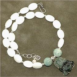 STERLING SILVER Estate JADE AMAZONITE Buddha #1485272