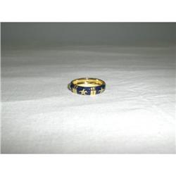 18K Gold Hidalgo Blue Enamel Fleur de Lis Band #1485463
