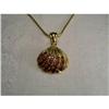 Image 1 : Estate 18K YG Gold Garnet Sea Shell Pendant #1485474