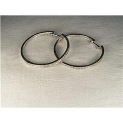 Estate 14K WG White Gold Diamond Hoop Earrings #1485480