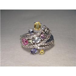 Estate 14K WG Gold Multi-Color Sapphire Ring #1485488
