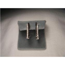 14K WG Gold Black White Diamond Hoop Earrings #1485497