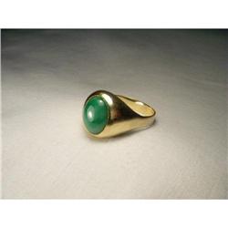 Estate 14K YG Gold Chinese Jade Mens Ring #1485522