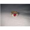 Image 1 : Estate 18K Filigree Ruby Diamond Heart Ring #1485536