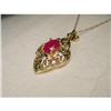 Image 1 : 14K YG Filigree Ruby Diamond Necklace Pendant #1485539