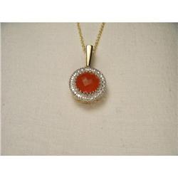 14K 2-Tone Red Onyx Diamond Filigree Pendant #1485542