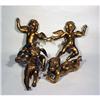 Image 1 : 4 Lg Old Gold Gilt Cherubs Angels Positions #1485599
