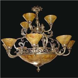 Alabaster stone and cast bronze chandelier.  #1485626